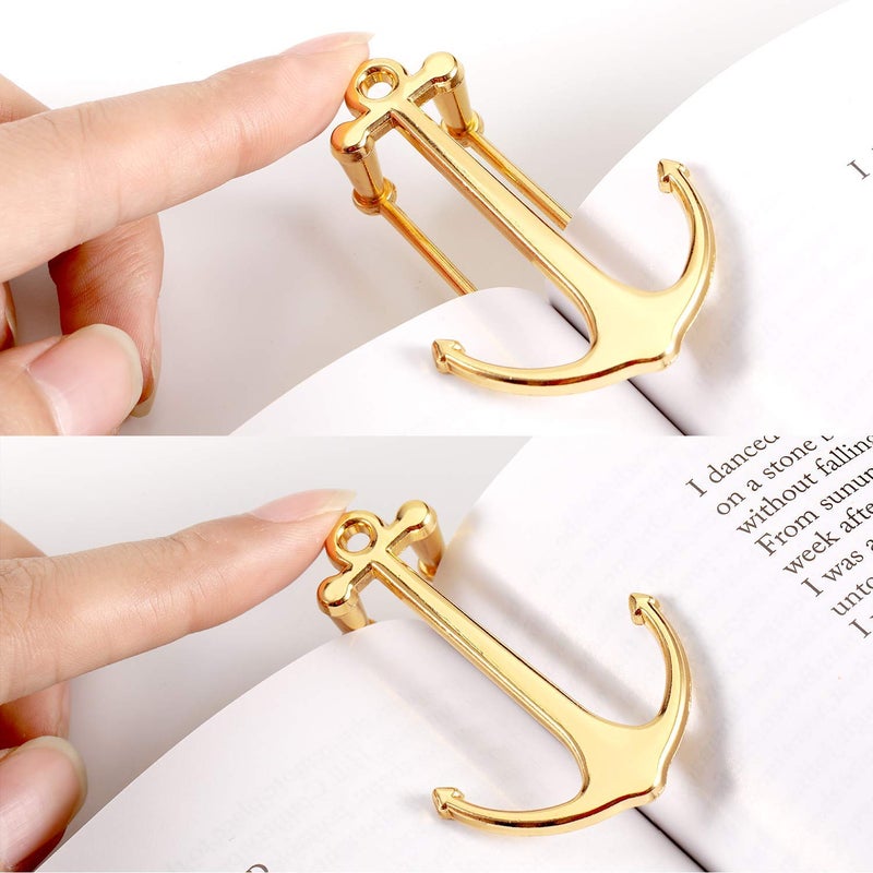 OOCC Creative Anchor Bookmark for Reading Hands Free Metal Bookmark Page Holder Book Holder Students Teachers Graduation Gifts School Office Supplies (Golden) - Image 4